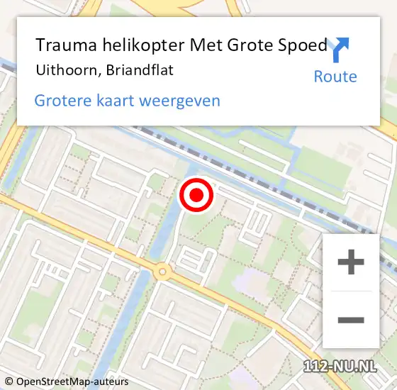 Locatie op kaart van de 112 melding: Trauma helikopter Met Grote Spoed Naar Uithoorn, Briandflat op 10 juli 2022 00:50