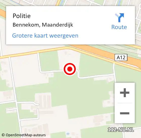 Locatie op kaart van de 112 melding: Politie Bennekom, Maanderdijk op 10 juli 2022 01:13