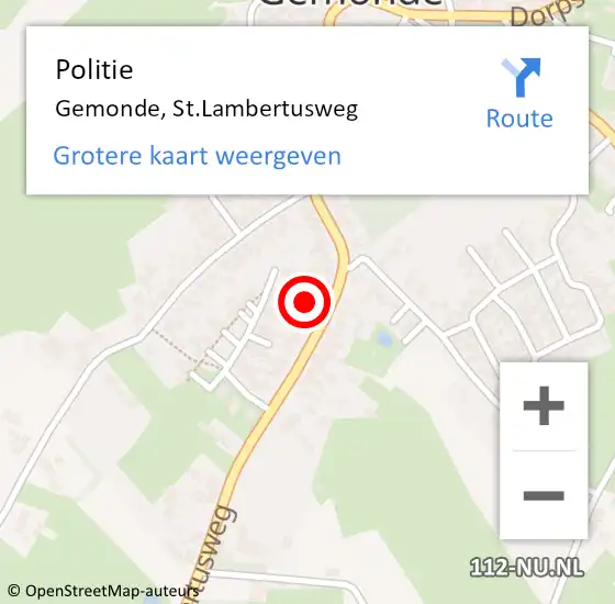 Locatie op kaart van de 112 melding: Politie Gemonde, St.Lambertusweg op 10 juli 2022 01:28