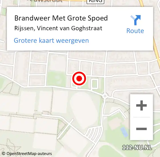 Locatie op kaart van de 112 melding: Brandweer Met Grote Spoed Naar Rijssen, Vincent van Goghstraat op 10 juli 2022 01:38