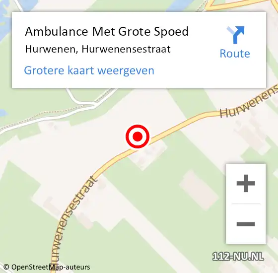 Locatie op kaart van de 112 melding: Ambulance Met Grote Spoed Naar Hurwenen, Hurwenensestraat op 10 juli 2022 01:39