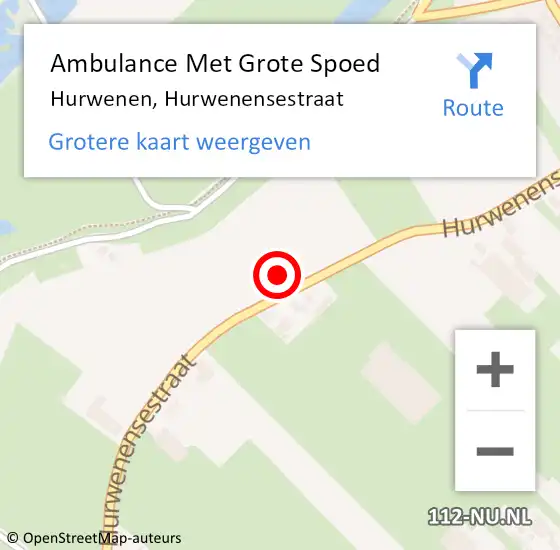 Locatie op kaart van de 112 melding: Ambulance Met Grote Spoed Naar Hurwenen, Hurwenensestraat op 10 juli 2022 01:40