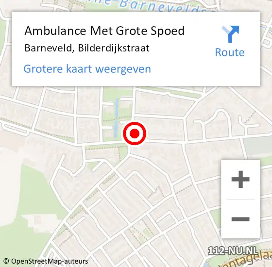 Locatie op kaart van de 112 melding: Ambulance Met Grote Spoed Naar Barneveld, Bilderdijkstraat op 10 juli 2022 01:47