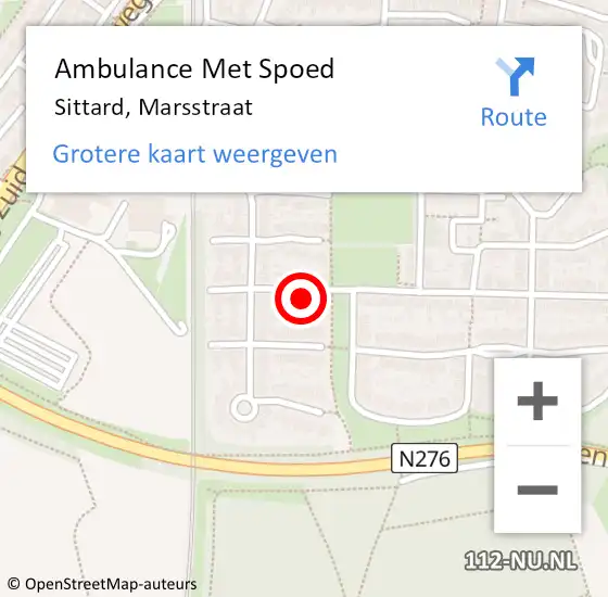 Locatie op kaart van de 112 melding: Ambulance Met Spoed Naar Sittard, Marsstraat op 22 juli 2014 19:10