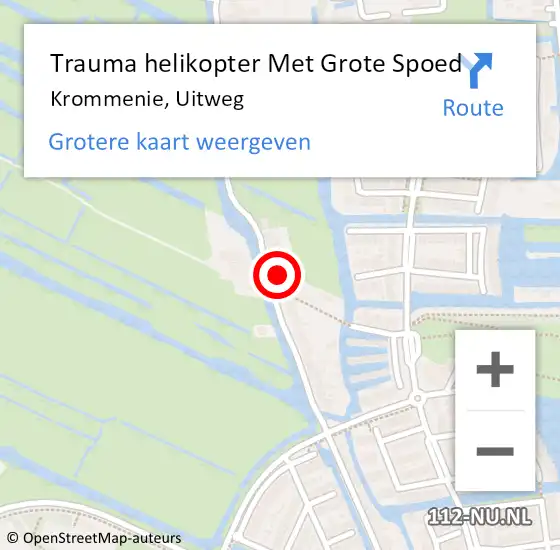 Locatie op kaart van de 112 melding: Trauma helikopter Met Grote Spoed Naar Krommenie, Uitweg op 10 juli 2022 02:09