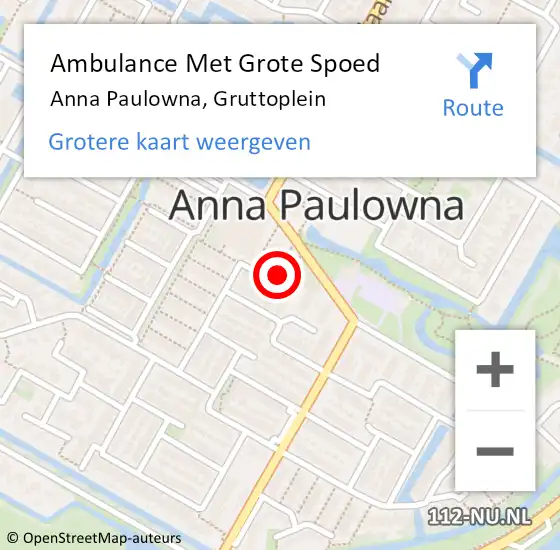 Locatie op kaart van de 112 melding: Ambulance Met Grote Spoed Naar Anna Paulowna, Gruttoplein op 10 juli 2022 02:18