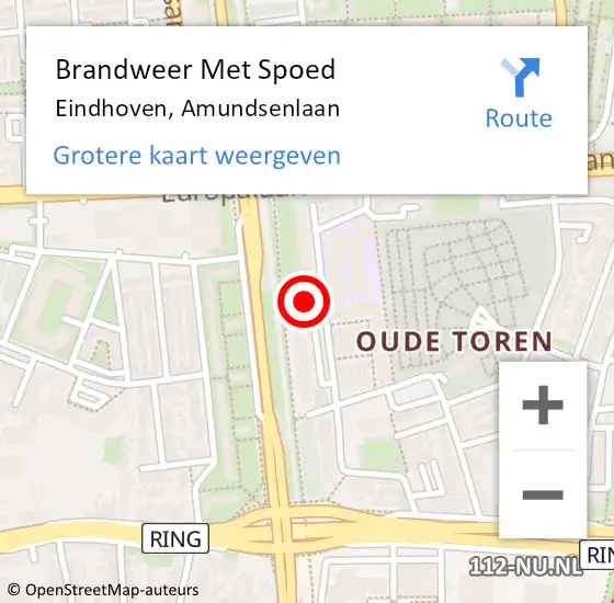 Locatie op kaart van de 112 melding: Brandweer Met Spoed Naar Eindhoven, Amundsenlaan op 10 juli 2022 02:18