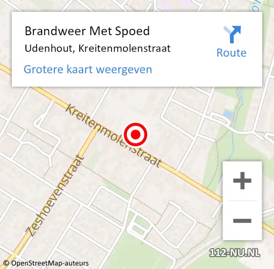 Locatie op kaart van de 112 melding: Brandweer Met Spoed Naar Udenhout, Kreitenmolenstraat op 10 juli 2022 03:50