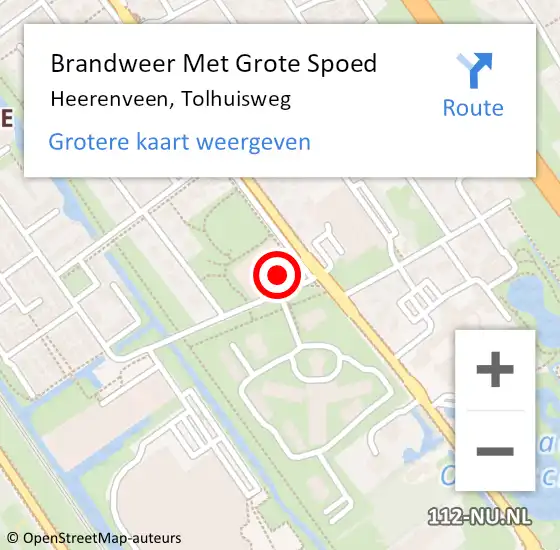 Locatie op kaart van de 112 melding: Brandweer Met Grote Spoed Naar Heerenveen, Tolhuisweg op 10 juli 2022 04:55