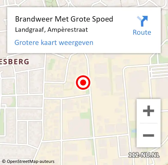 Locatie op kaart van de 112 melding: Brandweer Met Grote Spoed Naar Landgraaf, Ampèrestraat op 10 juli 2022 05:15