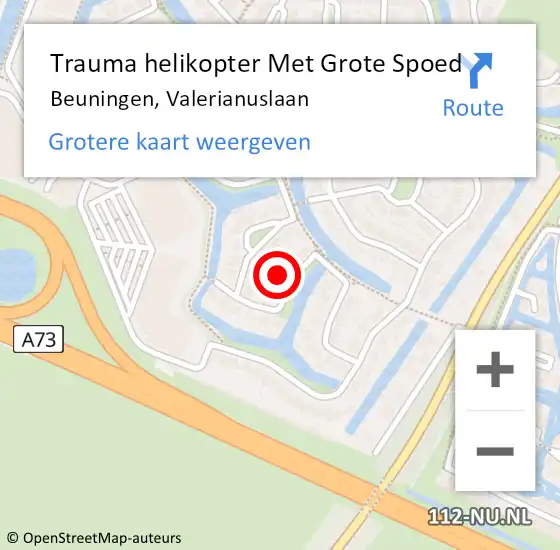 Locatie op kaart van de 112 melding: Trauma helikopter Met Grote Spoed Naar Beuningen, Valerianuslaan op 10 juli 2022 06:11