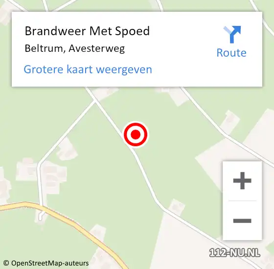 Locatie op kaart van de 112 melding: Brandweer Met Spoed Naar Beltrum, Avesterweg op 10 juli 2022 07:00