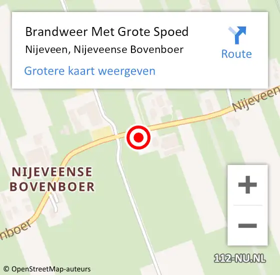 Locatie op kaart van de 112 melding: Brandweer Met Grote Spoed Naar Nijeveen, Nijeveense Bovenboer op 10 juli 2022 07:23