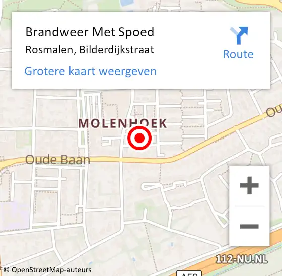 Locatie op kaart van de 112 melding: Brandweer Met Spoed Naar Rosmalen, Bilderdijkstraat op 10 juli 2022 08:23