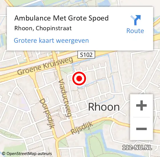 Locatie op kaart van de 112 melding: Ambulance Met Grote Spoed Naar Rhoon, Chopinstraat op 10 juli 2022 08:30