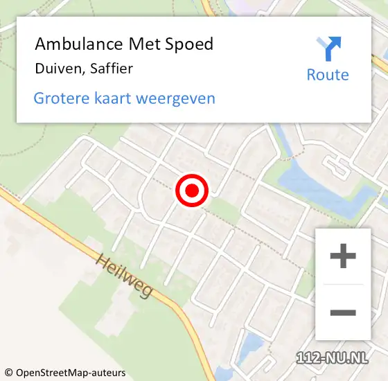 Locatie op kaart van de 112 melding: Ambulance Met Spoed Naar Duiven, Saffier op 10 juli 2022 08:39