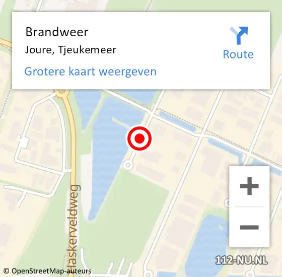 Locatie op kaart van de 112 melding: Brandweer Joure, Tjeukemeer op 22 juli 2014 19:33