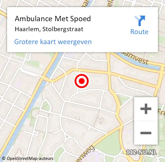 Locatie op kaart van de 112 melding: Ambulance Met Spoed Naar Haarlem, Stolbergstraat op 10 juli 2022 09:11