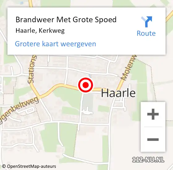 Locatie op kaart van de 112 melding: Brandweer Met Grote Spoed Naar Haarle, Kerkweg op 22 juli 2014 19:35