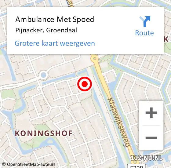 Locatie op kaart van de 112 melding: Ambulance Met Spoed Naar Pijnacker, Groendaal op 10 juli 2022 09:40