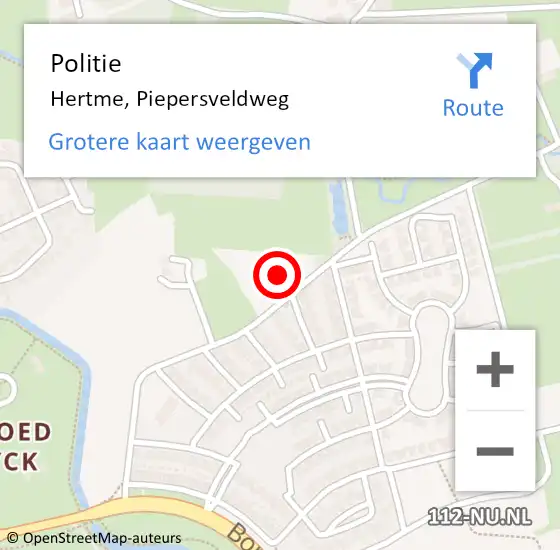 Locatie op kaart van de 112 melding: Politie Hertme, Piepersveldweg op 10 juli 2022 10:05