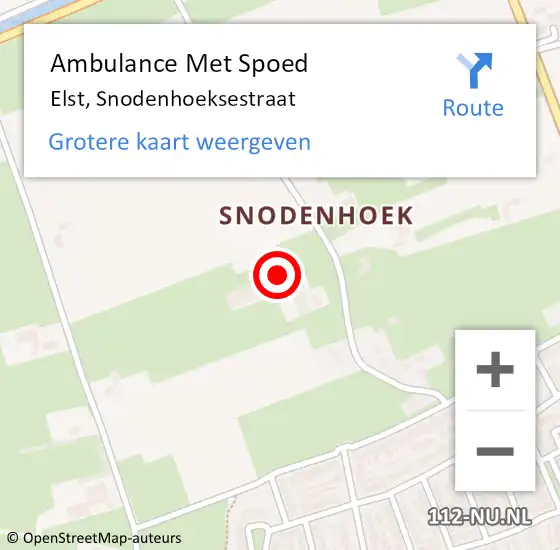 Locatie op kaart van de 112 melding: Ambulance Met Spoed Naar Elst, Snodenhoeksestraat op 10 juli 2022 10:19