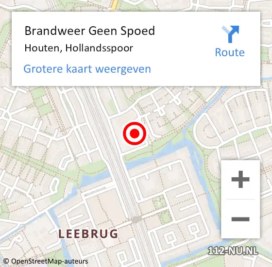 Locatie op kaart van de 112 melding: Brandweer Geen Spoed Naar Houten, Hollandsspoor op 10 juli 2022 10:26