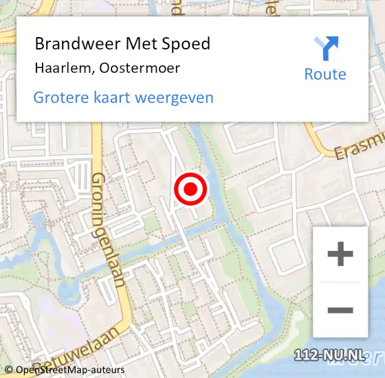 Locatie op kaart van de 112 melding: Brandweer Met Spoed Naar Haarlem, Oostermoer op 10 juli 2022 10:47