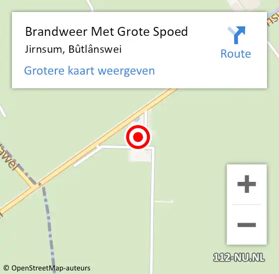 Locatie op kaart van de 112 melding: Brandweer Met Grote Spoed Naar Jirnsum, Bûtlânswei op 10 juli 2022 10:50