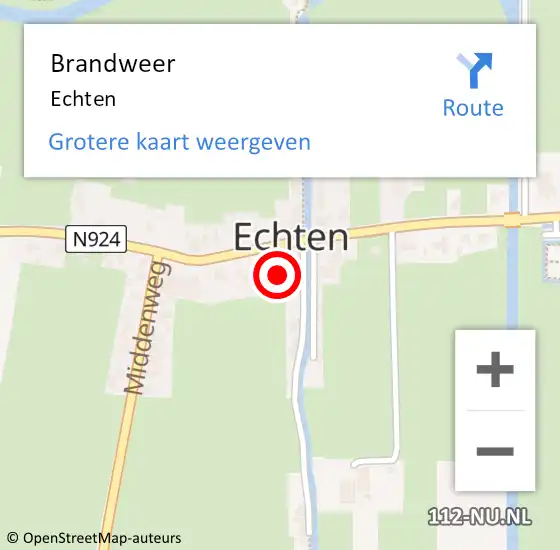 Locatie op kaart van de 112 melding: Brandweer Echten Fr op 22 juli 2014 19:43