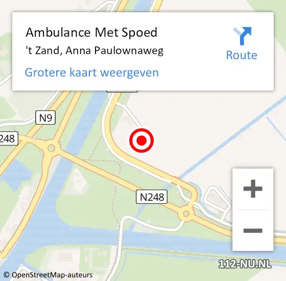 Locatie op kaart van de 112 melding: Ambulance Met Spoed Naar 't Zand, Anna Paulownaweg op 10 juli 2022 11:03