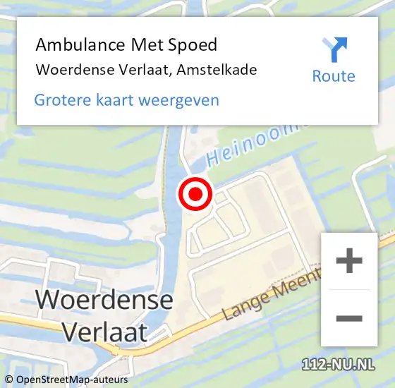 Locatie op kaart van de 112 melding: Ambulance Met Spoed Naar Woerdense Verlaat, Amstelkade op 22 juli 2014 19:46