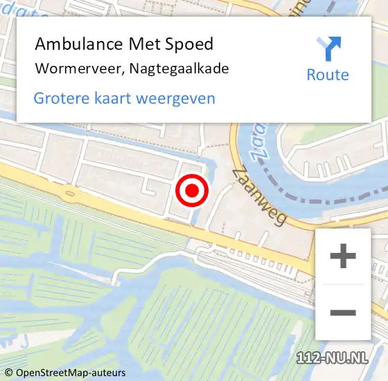 Locatie op kaart van de 112 melding: Ambulance Met Spoed Naar Wormerveer, Nagtegaalkade op 10 juli 2022 11:13