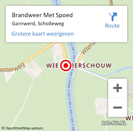 Locatie op kaart van de 112 melding: Brandweer Met Spoed Naar Garnwerd, Scholleweg op 10 juli 2022 11:20