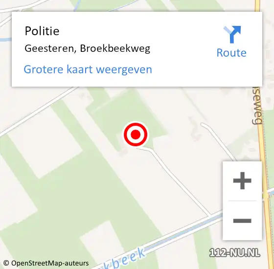 Locatie op kaart van de 112 melding: Politie Geesteren, Broekbeekweg op 10 juli 2022 11:30