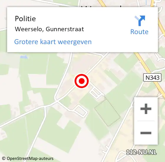 Locatie op kaart van de 112 melding: Politie Weerselo, Gunnerstraat op 10 juli 2022 11:35