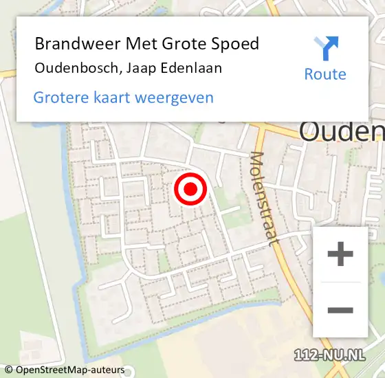 Locatie op kaart van de 112 melding: Brandweer Met Grote Spoed Naar Oudenbosch, Jaap Edenlaan op 10 juli 2022 11:35