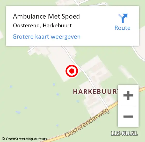 Locatie op kaart van de 112 melding: Ambulance Met Spoed Naar Oosterend, Harkebuurt op 10 juli 2022 12:06