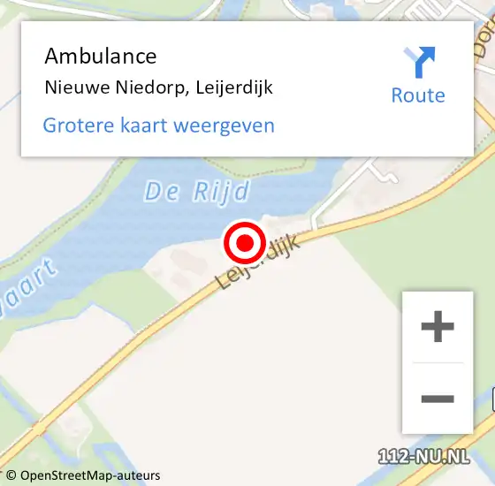 Locatie op kaart van de 112 melding: Ambulance Nieuwe Niedorp, Leijerdijk op 10 juli 2022 12:08