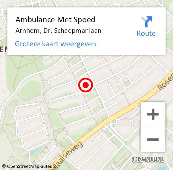 Locatie op kaart van de 112 melding: Ambulance Met Spoed Naar Arnhem, Dr. Schaepmanlaan op 10 juli 2022 12:09
