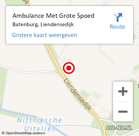 Locatie op kaart van de 112 melding: Ambulance Met Grote Spoed Naar Batenburg, Liendensedijk op 22 juli 2014 19:56