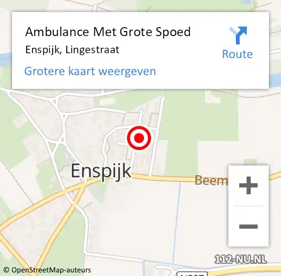 Locatie op kaart van de 112 melding: Ambulance Met Grote Spoed Naar Enspijk, Lingestraat op 10 juli 2022 12:13