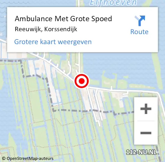 Locatie op kaart van de 112 melding: Ambulance Met Grote Spoed Naar Reeuwijk, Korssendijk op 10 juli 2022 12:28