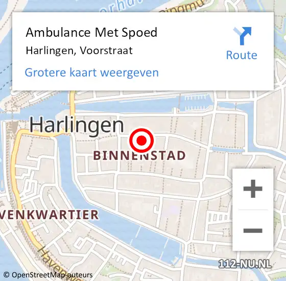 Locatie op kaart van de 112 melding: Ambulance Met Spoed Naar Harlingen, Voorstraat op 22 juli 2014 19:57