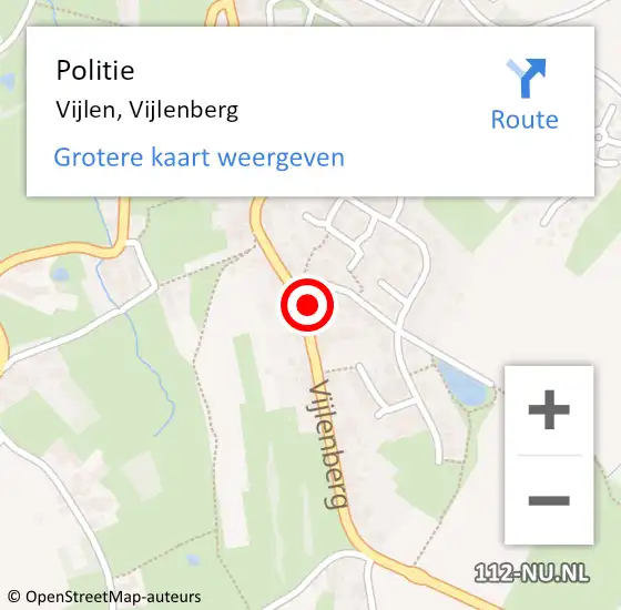 Locatie op kaart van de 112 melding: Politie Vijlen, Vijlenberg op 10 juli 2022 13:07