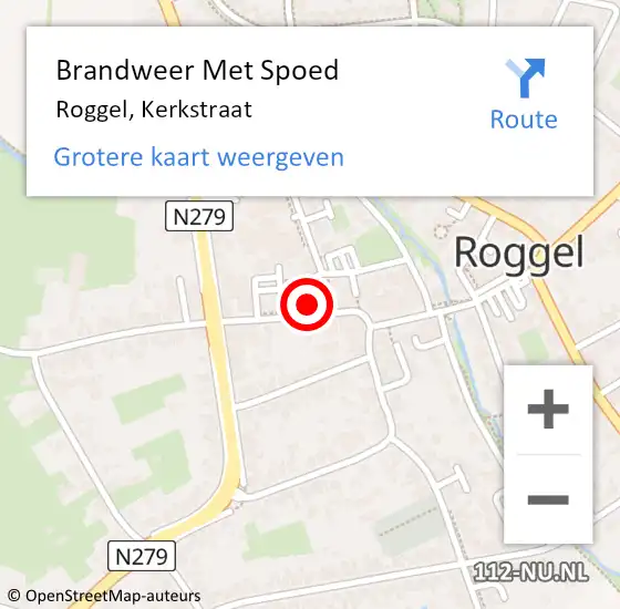 Locatie op kaart van de 112 melding: Brandweer Met Spoed Naar Roggel, Kerkstraat op 10 juli 2022 13:22