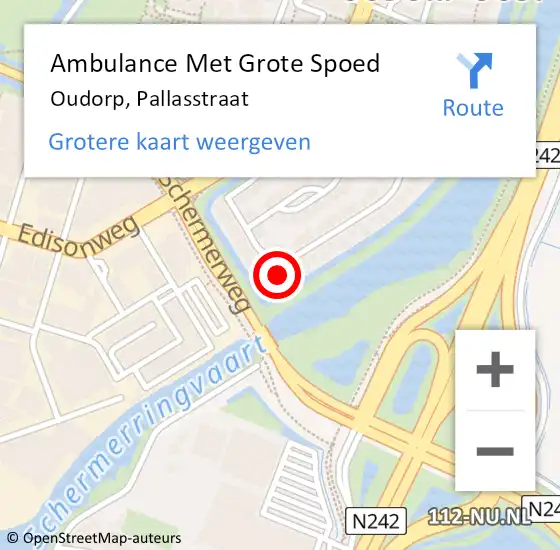 Locatie op kaart van de 112 melding: Ambulance Met Grote Spoed Naar Oudorp, Pallasstraat op 10 juli 2022 13:35