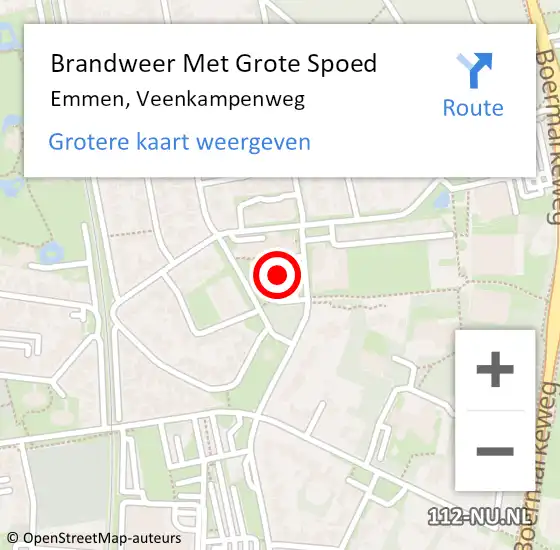 Locatie op kaart van de 112 melding: Brandweer Met Grote Spoed Naar Emmen, Veenkampenweg op 10 juli 2022 13:45