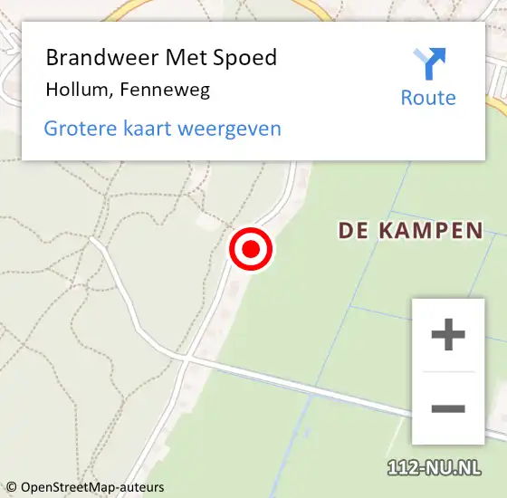 Locatie op kaart van de 112 melding: Brandweer Met Spoed Naar Hollum, Fenneweg op 10 juli 2022 13:59