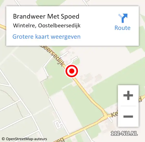 Locatie op kaart van de 112 melding: Brandweer Met Spoed Naar Wintelre, Oostelbeersedijk op 10 juli 2022 13:59